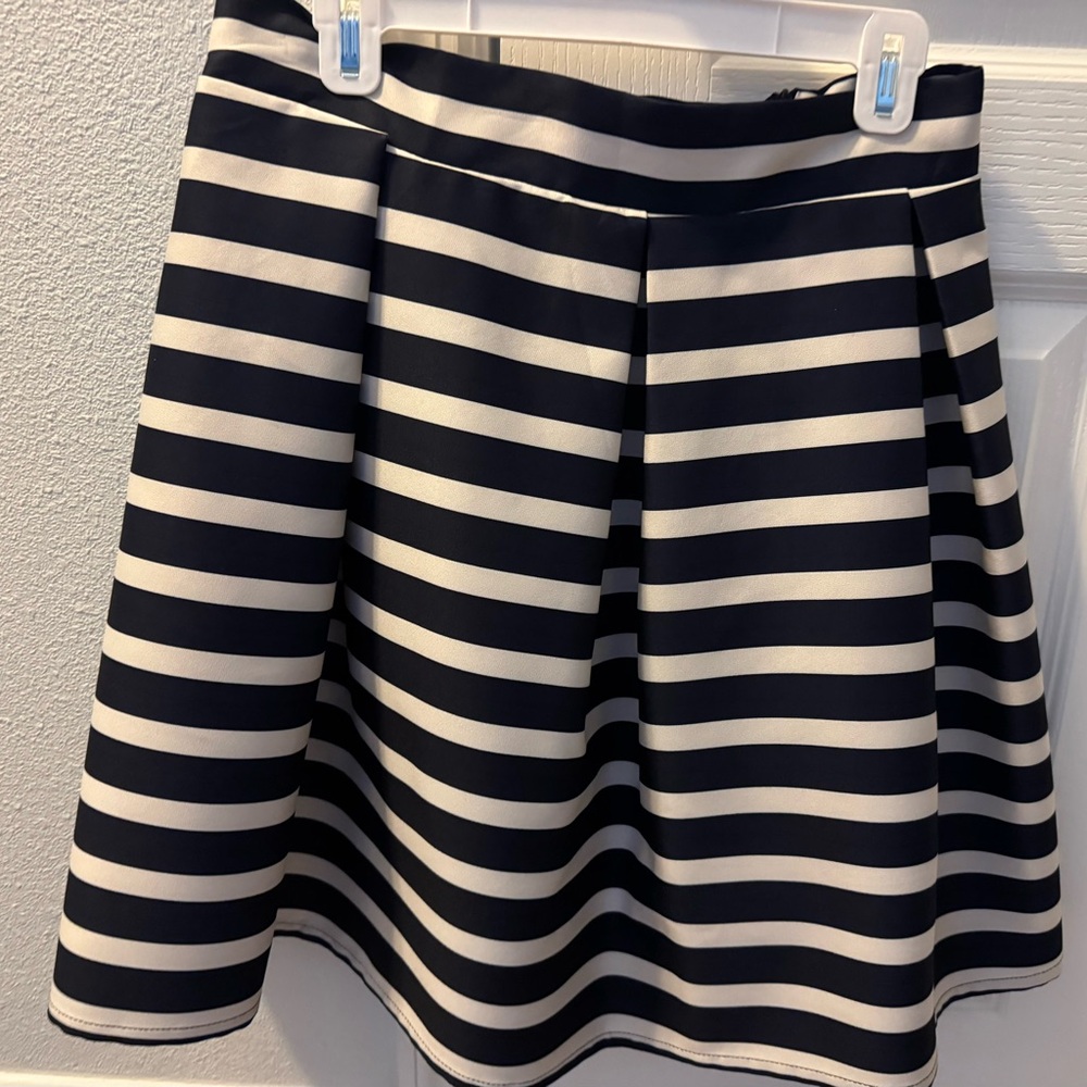 Chicwish Navy and White A-Line Skirt